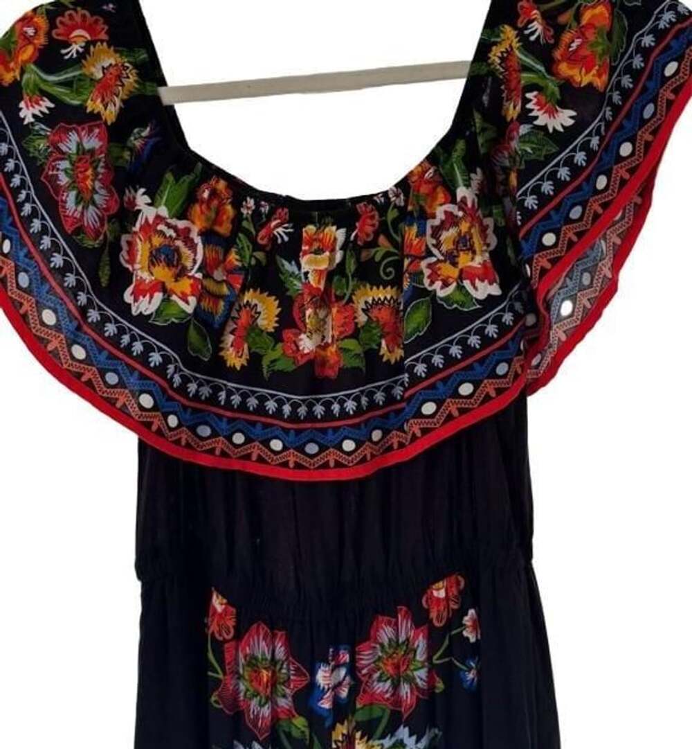 Baltic Born Floral Maxi Dress Size S Black Off Shoulder